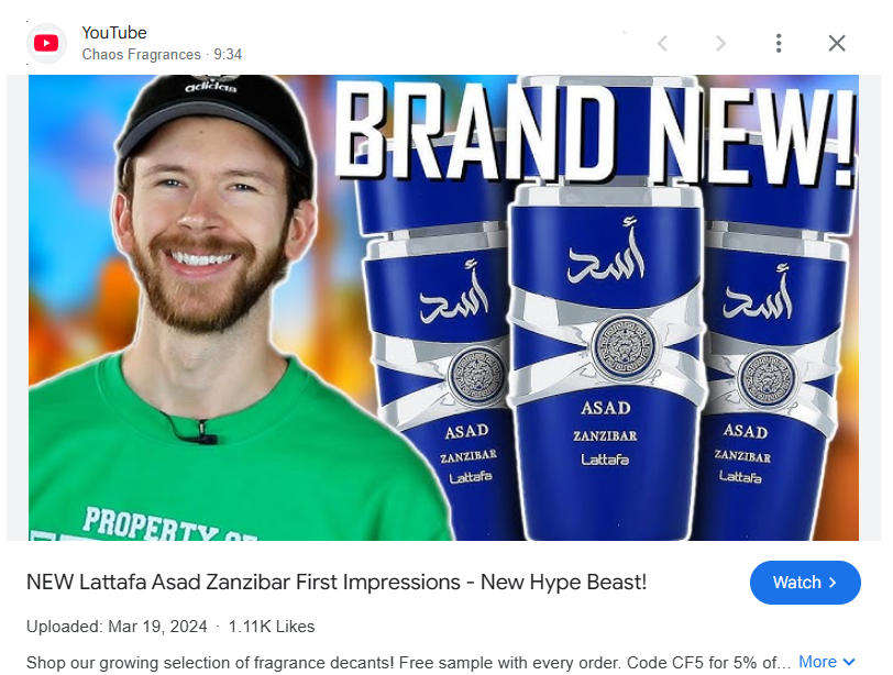 ASAD Zanzibar by Lattafa - Eau de Parfum for Men (New Release) 100ml