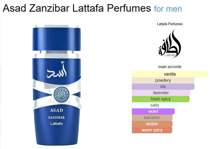 ASAD Zanzibar by Lattafa - Eau de Parfum for Men (New Release) 100ml