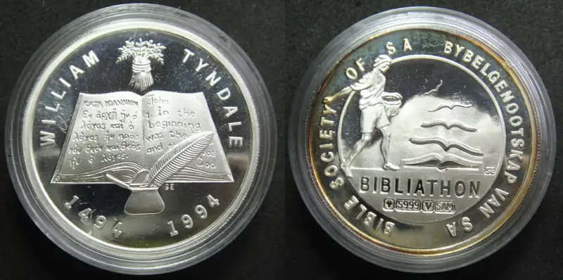 Bibliathon Bible Society of South Africa .999 pure Silver Medal (1494-1994)