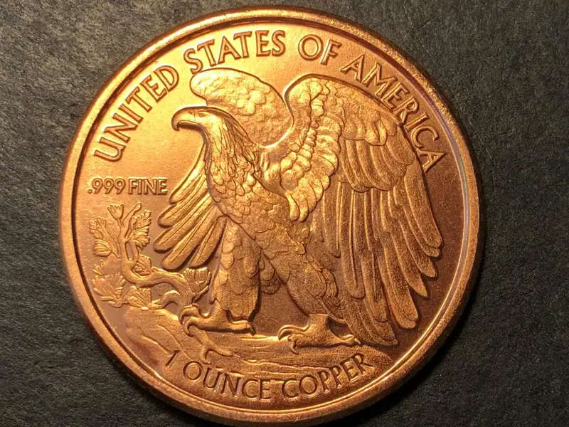 Excellent American 1 oz (One ounce) Copper bullion rounds - Walking Liberty design