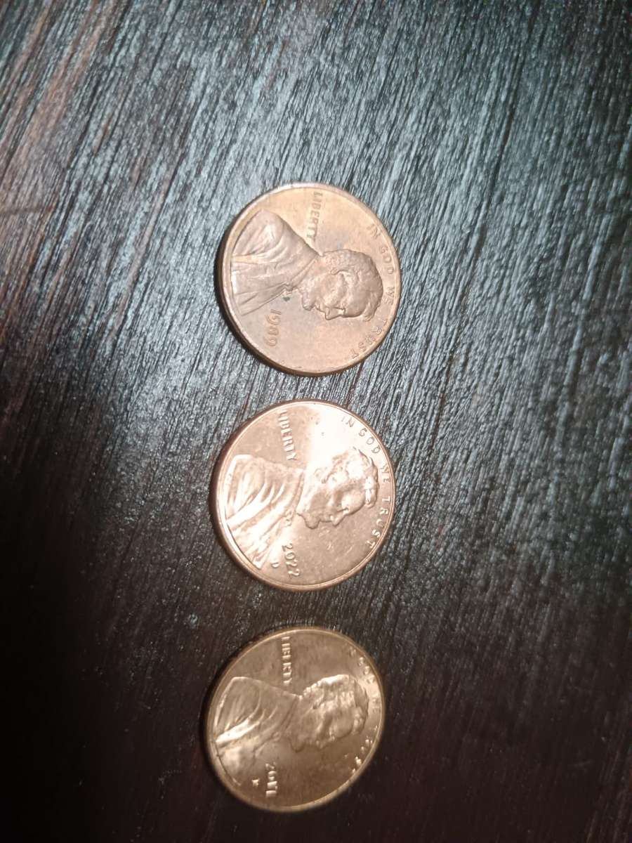 3x United States of America one Cent Coins.