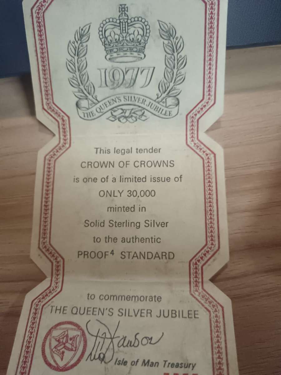 Isle of Man 1977 - Proof Silver One Crown - Queen`s Silver Jubilee