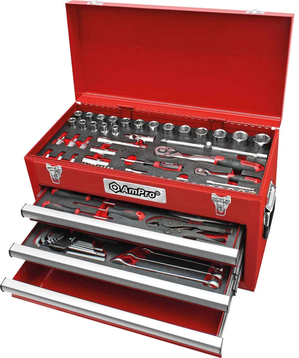 Ampro - 2 Drawer Chest Tool Set - 101 Piece with Bolt Fit Socket