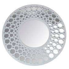 Cascading Circles Round Wall Mirror - White