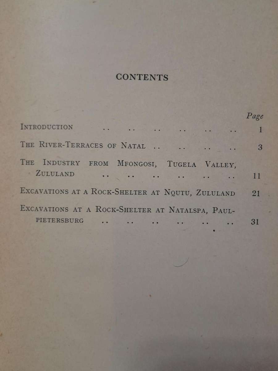 Natal Archaeological Studies - By Oliver Davies, D.Litt.