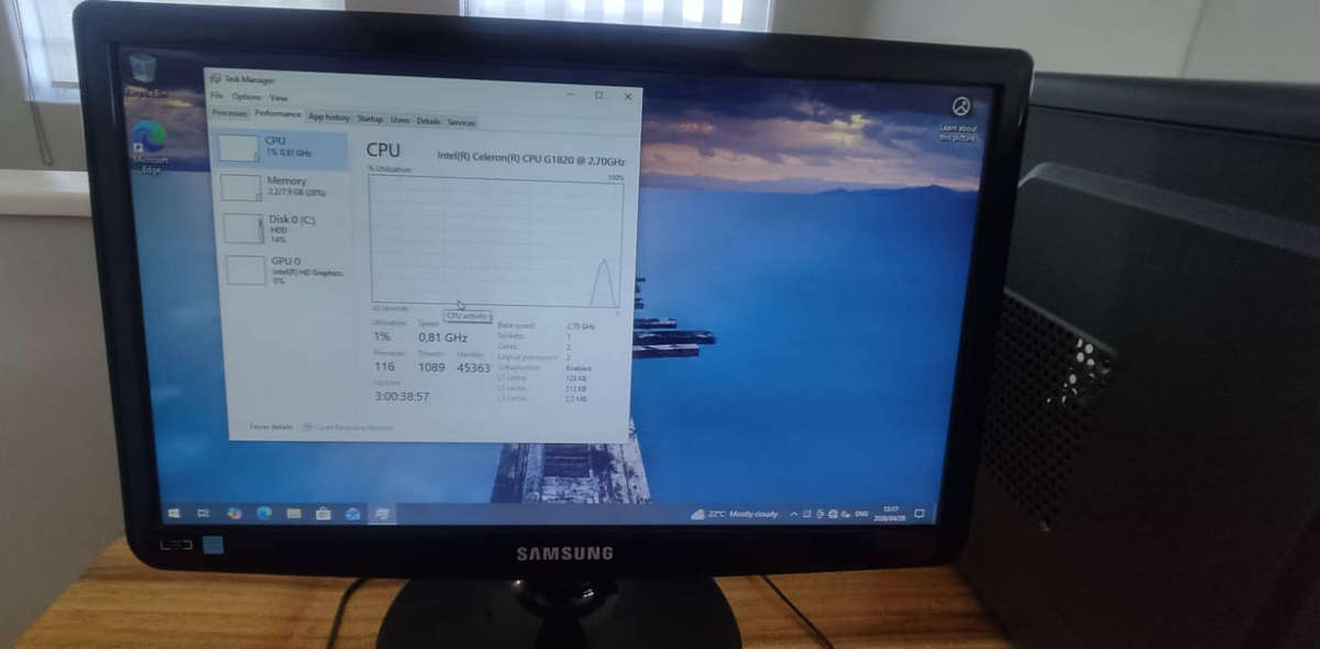 FULL Office PC (Celeron G1820, 8GB Ram, 320GB HDD, 350 Watt PSU) + Screen + KBD & Mouse + Cables