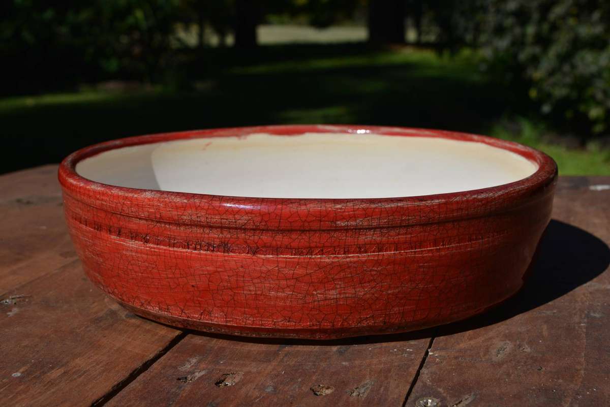 Flame Red Bonsai Pot