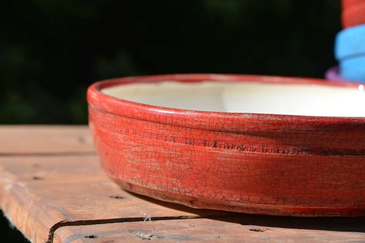 Flame Red Bonsai Pot