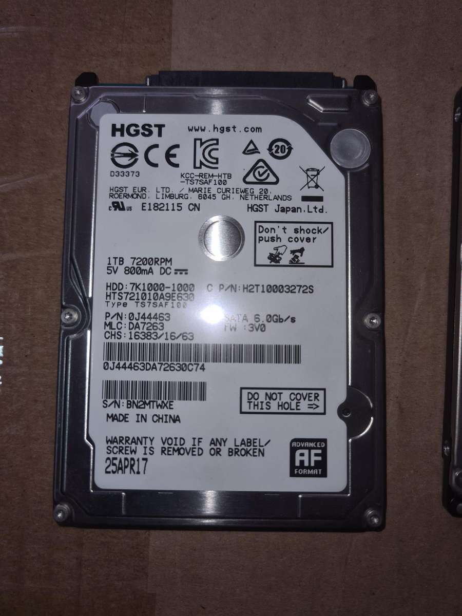 HGST 1000GB HDD Hard Disk Drive 2.5 Inch