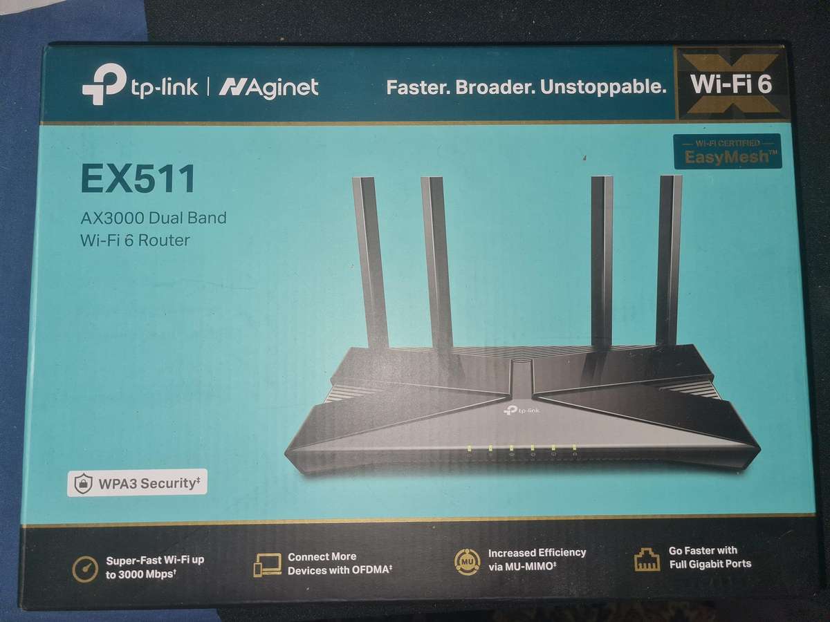 TP-Link EX511 AX3000 Dual-Band Wi-Fi 6 Fibre Router  Ultra-Fast, Ultra-Smart!