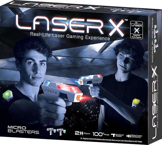 LASER X Two Player Laser Gaming Set, Multi, 2 Laser Units with 2 Arms Receiver - Laser Battle Fun!