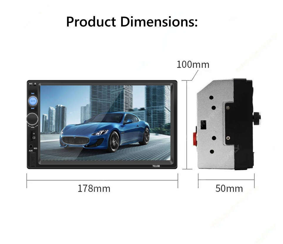 7" Touch Screen Car MP3/MP4 Video Player. Bluetooth, Handsfree, USB, SD, Aux, FM Radio