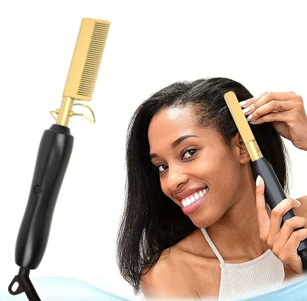 Hot Iron Hair Straightener Comb. 3 Adjustable Heat Settings.