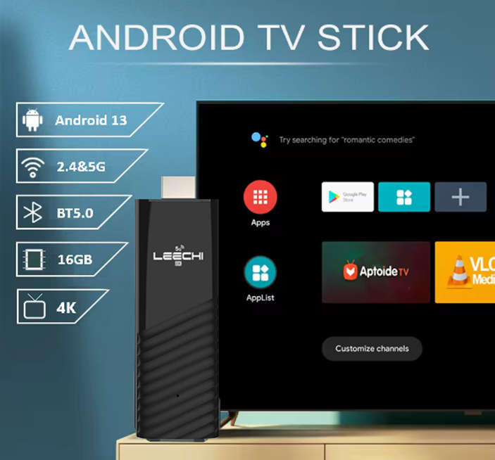 Android 13 Tv Stick With AI Voice Control, 4K, Bluetooth, 16GB Storage, 4GB Ram.