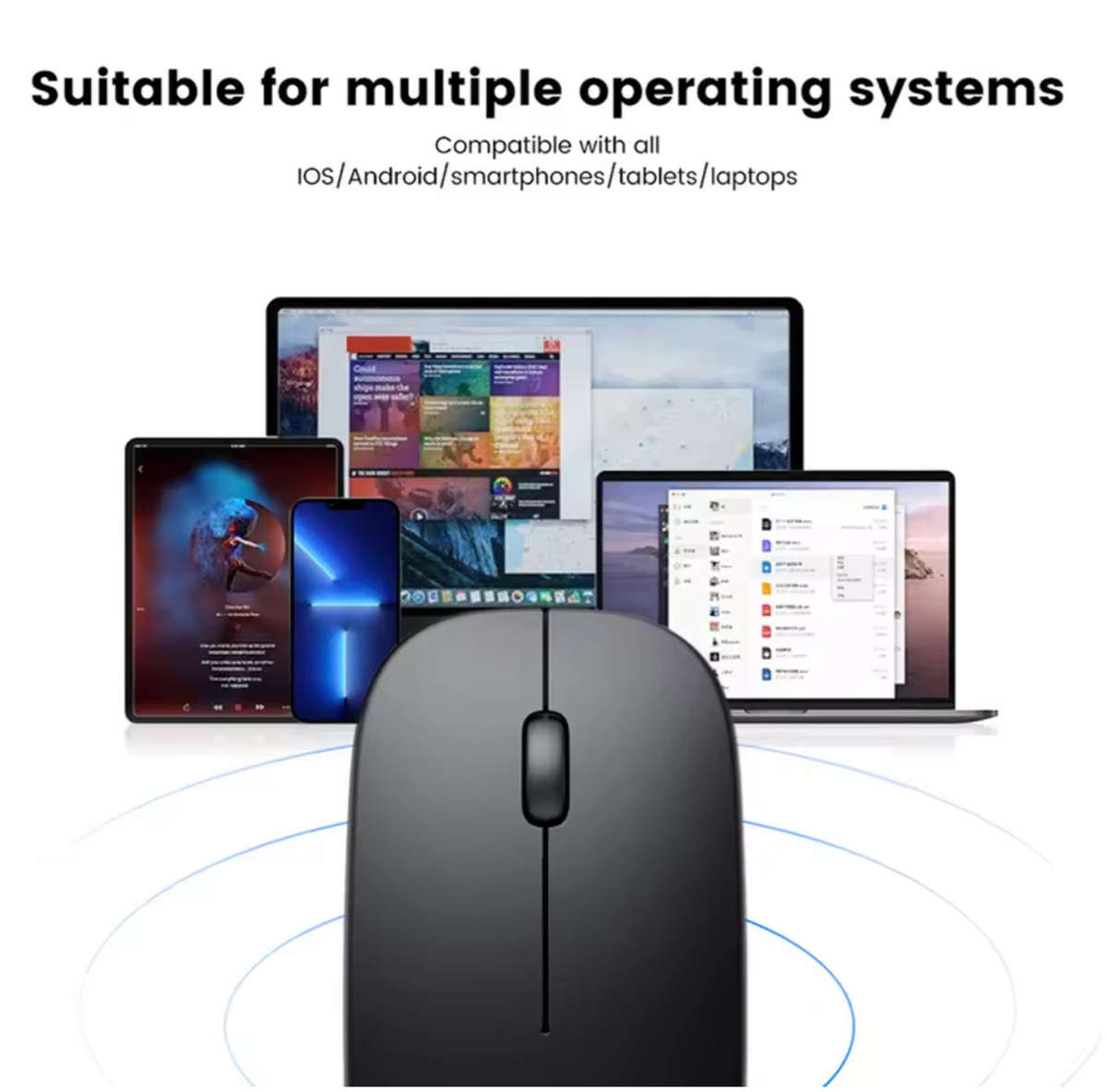 Mini Wireless Mouse. 2.4GHz. Available in Black or Blue color.