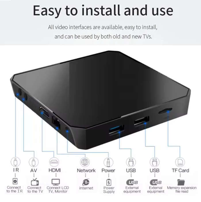 M98 Mini Tv Box With AI Voice Control, Bluetooth, 16GB Storage, 2GB Ram.
