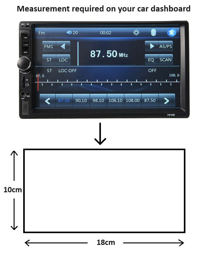 7" Touch Screen Car MP3/MP4 Video Player. Bluetooth, Handsfree, USB, SD, Aux, FM Radio