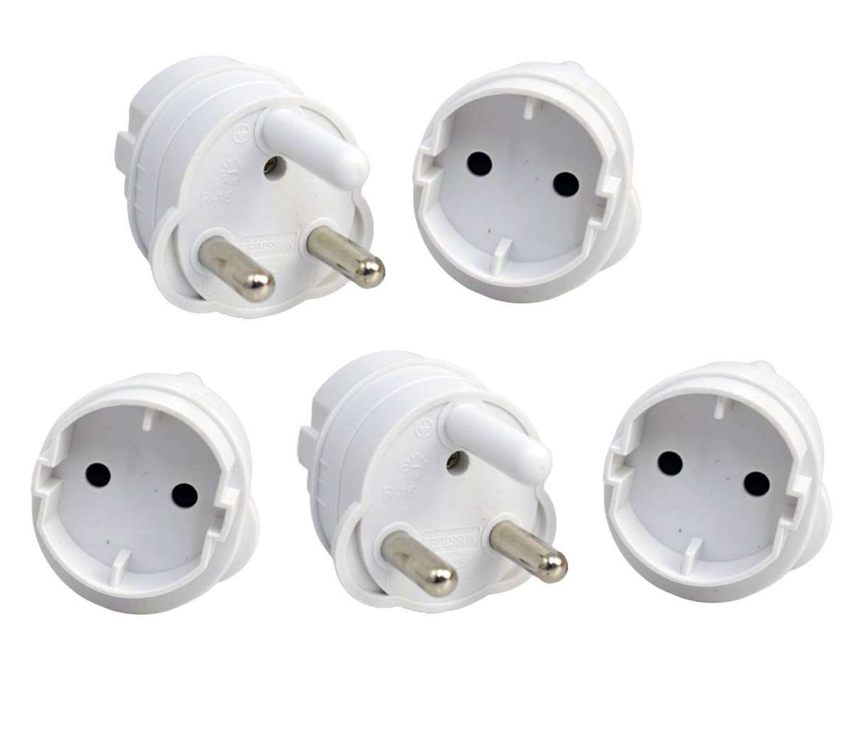 5 Pack - 2 Pin Schuko Adaptors.