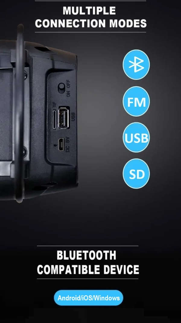 4" Powerful Bluetooth Speaker With Fm Radio, USB, SD card slot.