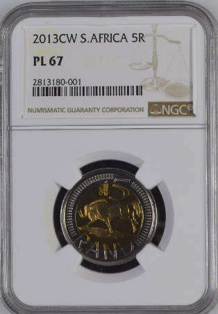 2013 'Oom Paul' R5 with Coin World mintmark, NGC graded PL67
