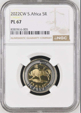 2022 'Oom Paul' R5 with Coin World mintmark, NGC graded PL67