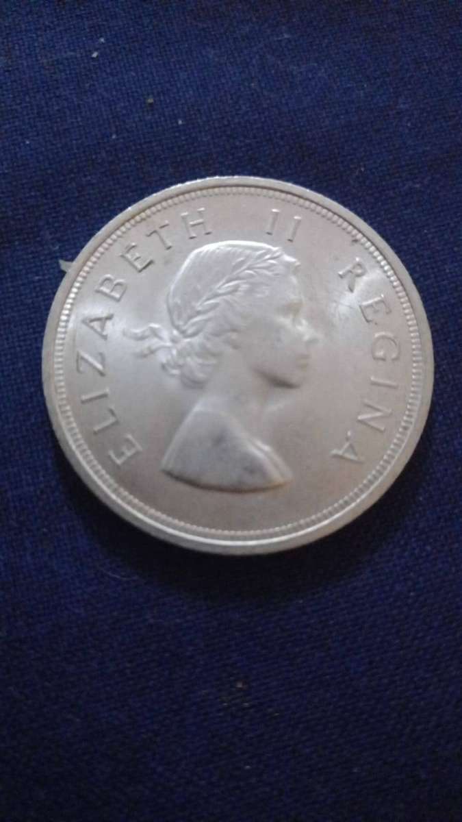 1958 SA Union Silver 5 Shillings Coin