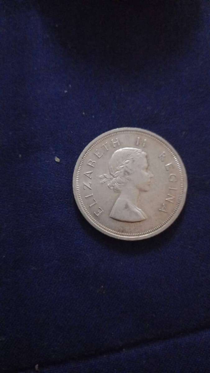 1958 SA Union Silver 5 Shillings Coin