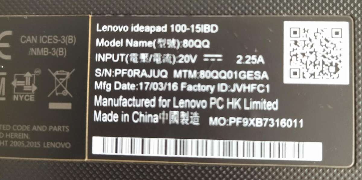 Lenovo Ideapad 100-15IBD for parts