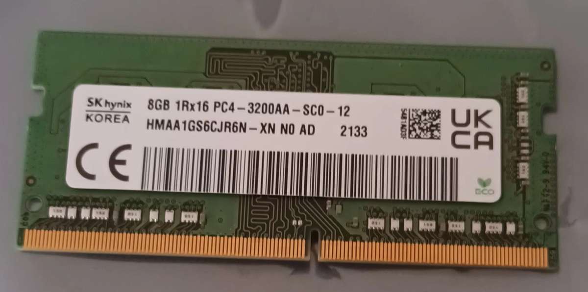 SkHynix 8GB 1Rx16 PC4-3200AA LAPTOP RAM.