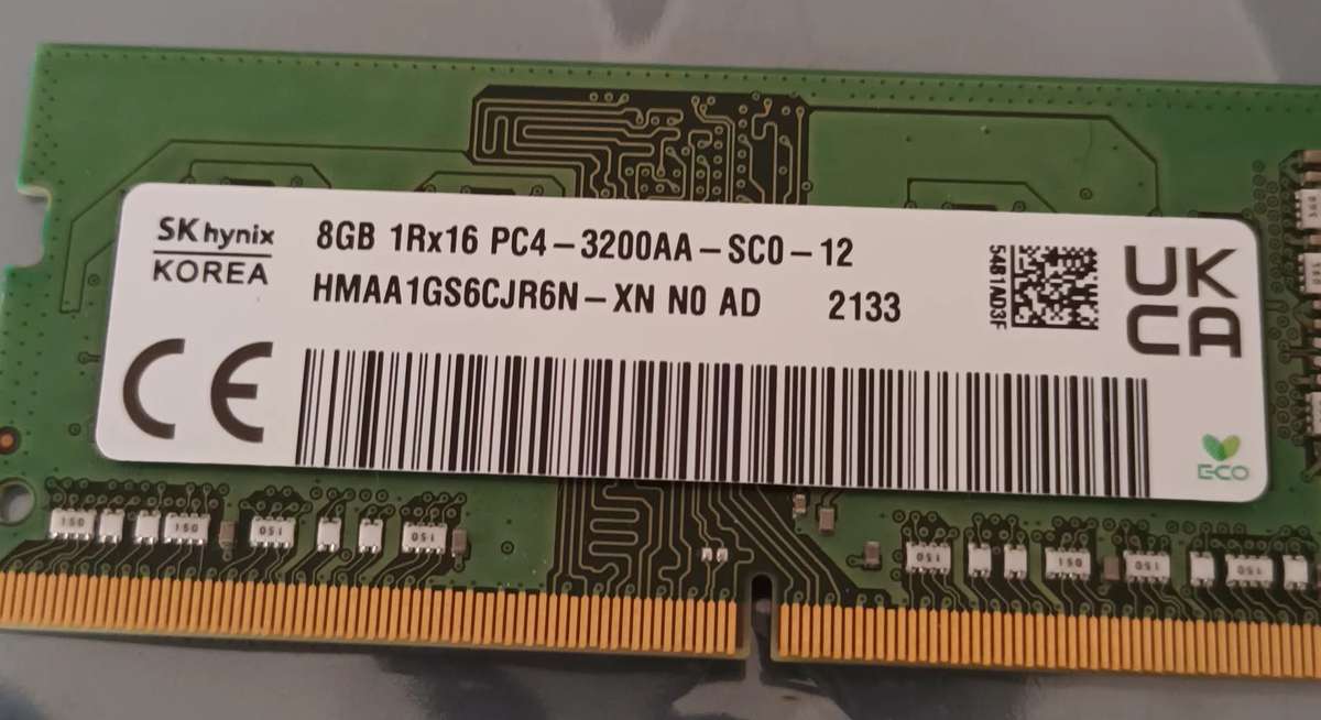 SkHynix 8GB 1Rx16 PC4-3200AA LAPTOP RAM.