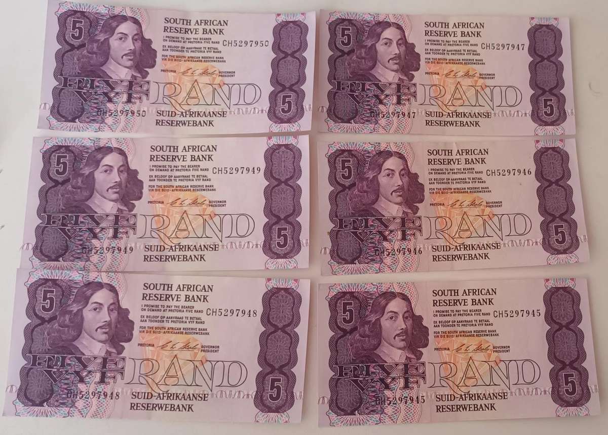 CL Stals R5 Notes x6. Not Circulated. In Sequence.