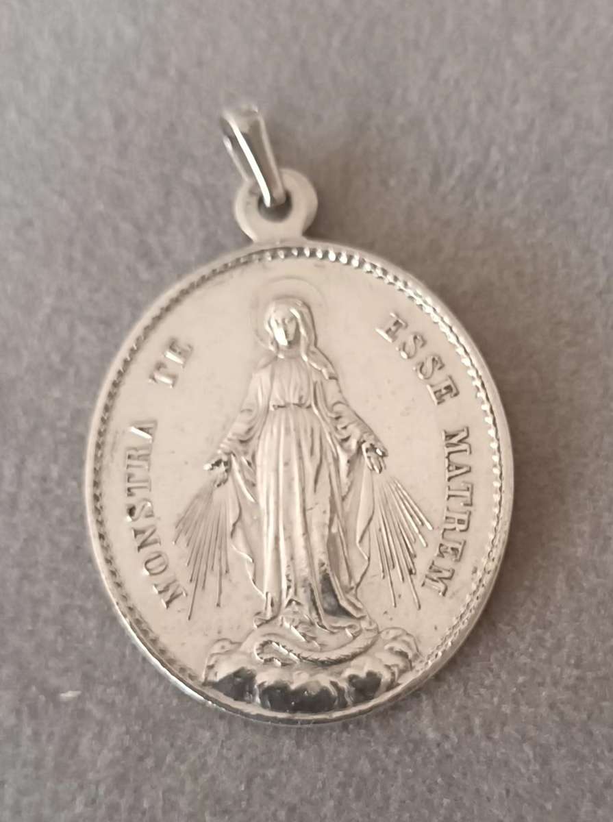 Large Sterling Silver Congregation of the Children of Mary Pendant. 6.8g. 40x30mm.