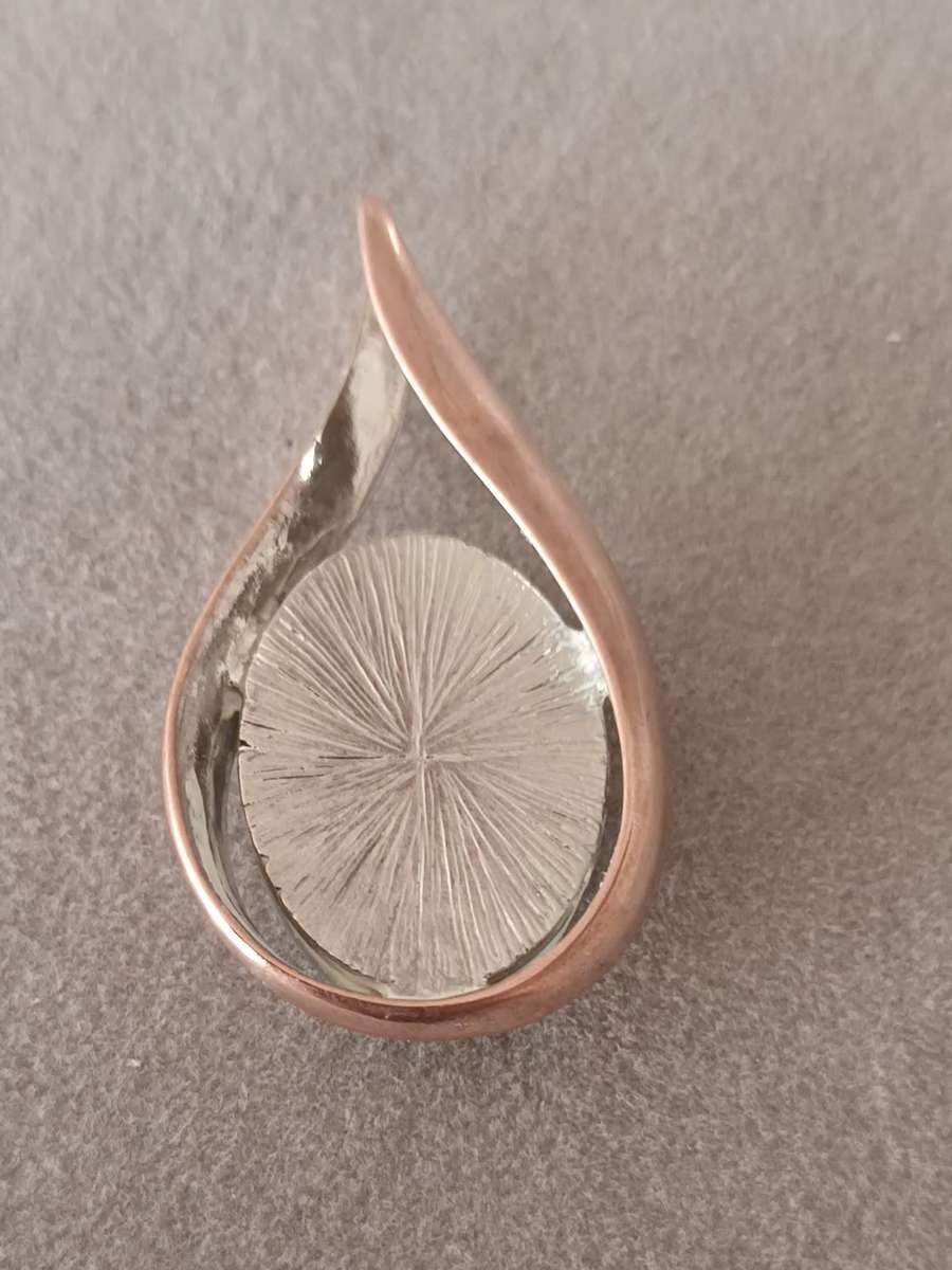 Unique Copper and Silver Pendant. 45x23mm