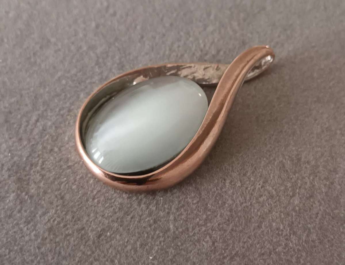 Unique Copper and Silver Pendant. 45x23mm