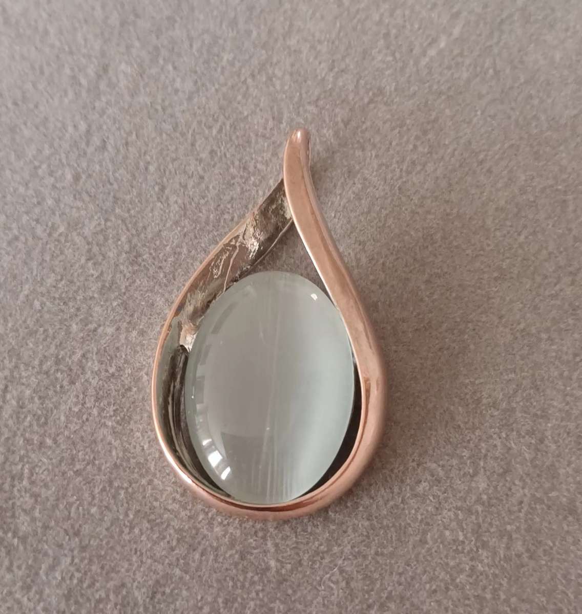 Unique Copper and Silver Pendant. 45x23mm