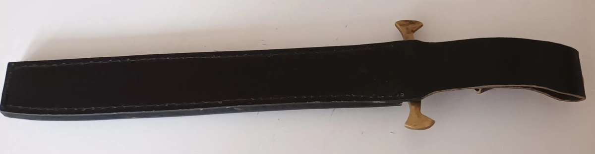 Steel Sword with Wood and Brass Handle.  Genuine Leather Pouch. Length 46cm.