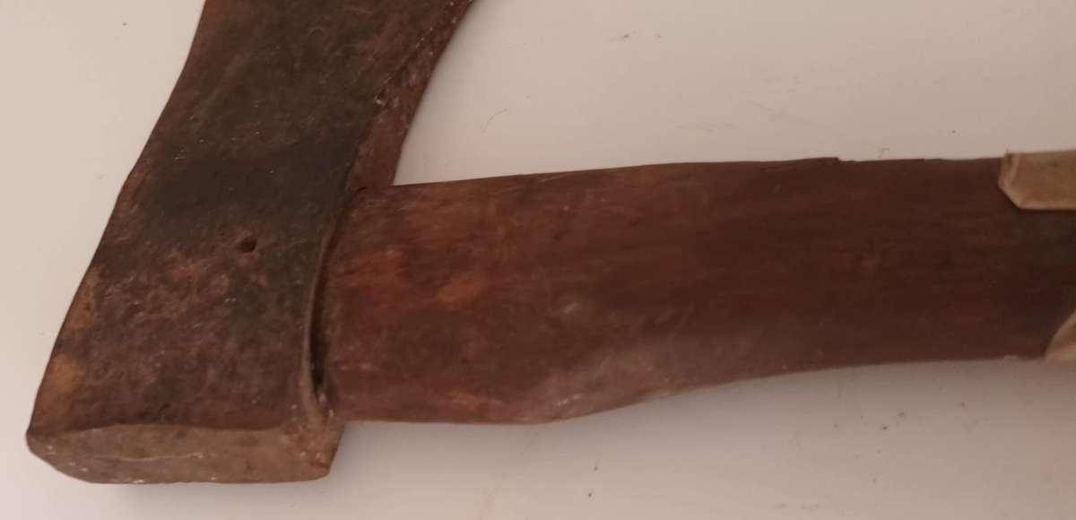 Vintage Wooden Handle Axe. Length 39cm. Width 15.7cm.