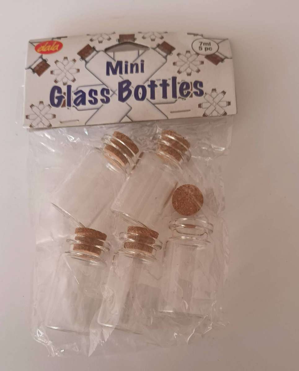 5 Piece 7ml Glass Bottles.  New.