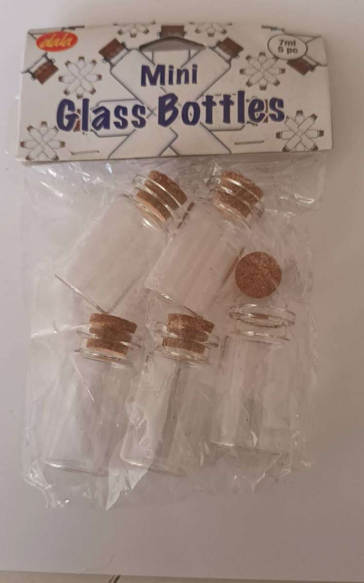 5 Piece 7ml Glass Bottles.  New.