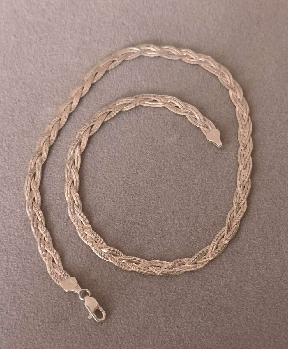 Stunning Sterling Silver Italy Braided Chain.