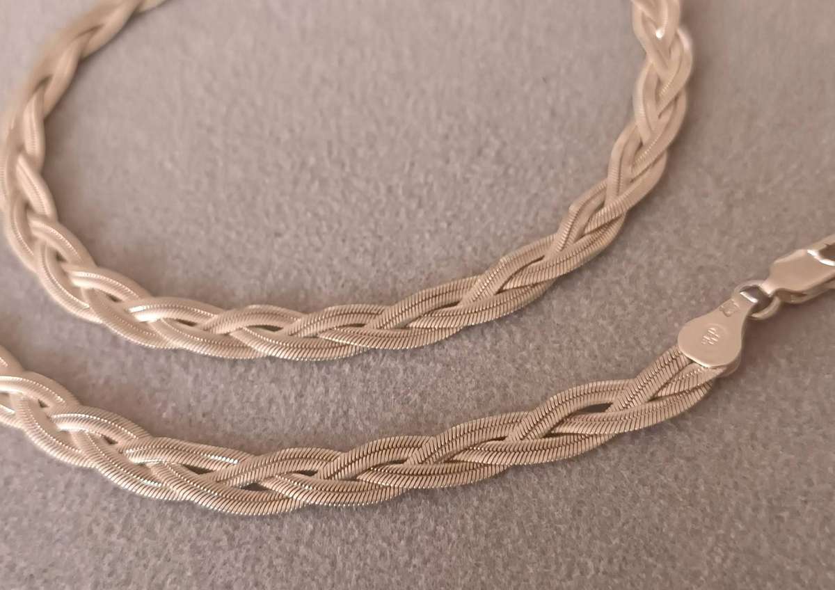 Stunning Sterling Silver Italy Braided Chain.