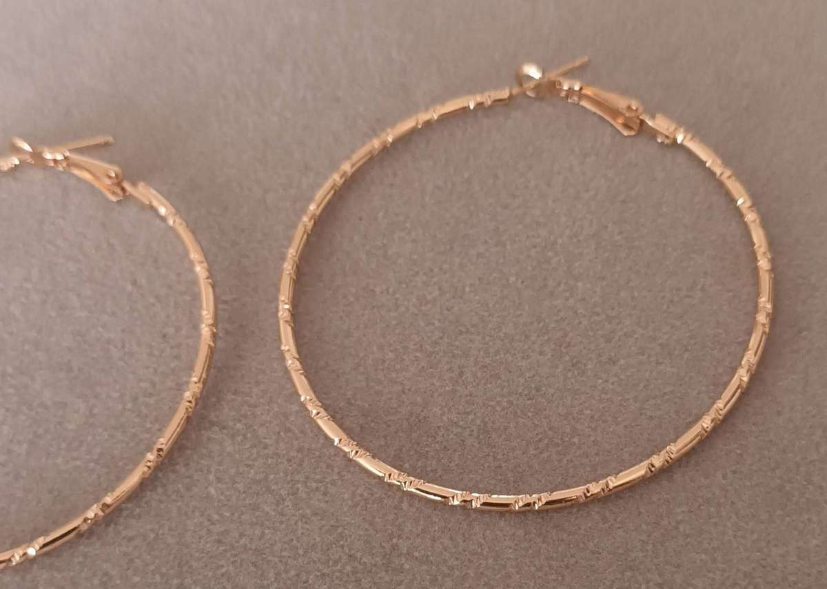 Rose Gold Plated Hoop Earrings.