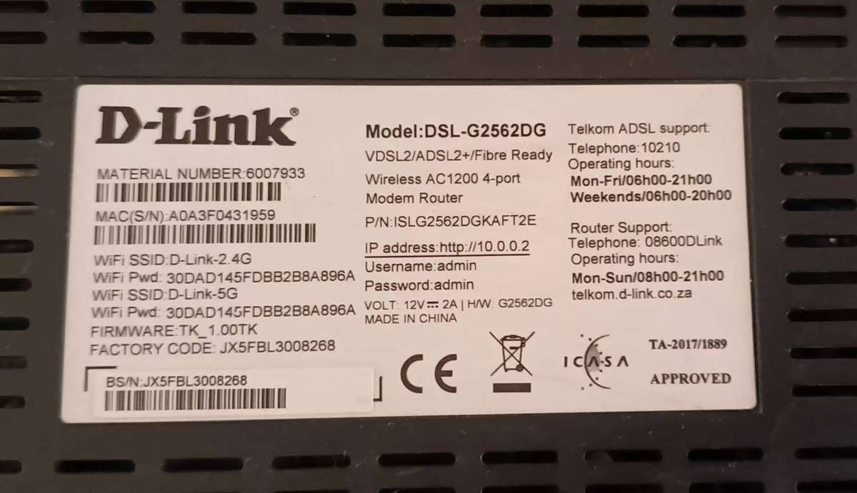 D-Link DSL-G2562DG Modem Router Modem.