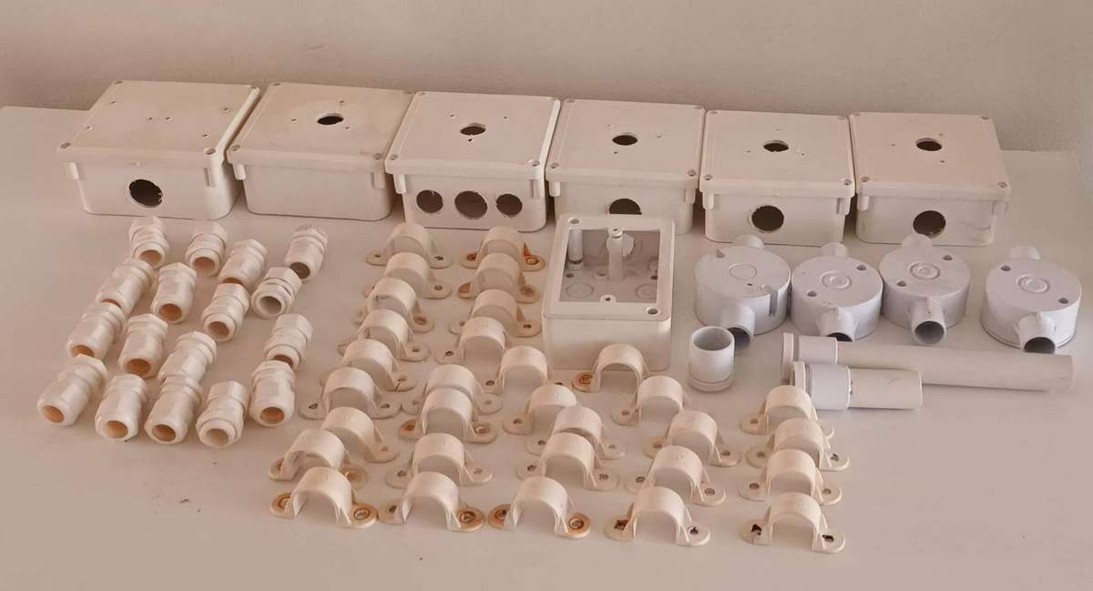 PVC Electric Junction Boxes, Brackets & Joiners.