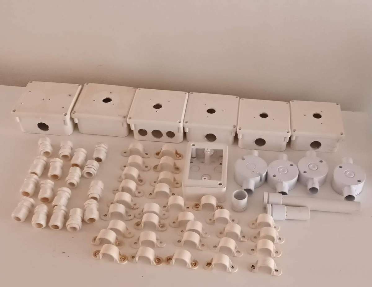 PVC Electric Junction Boxes, Brackets & Joiners.