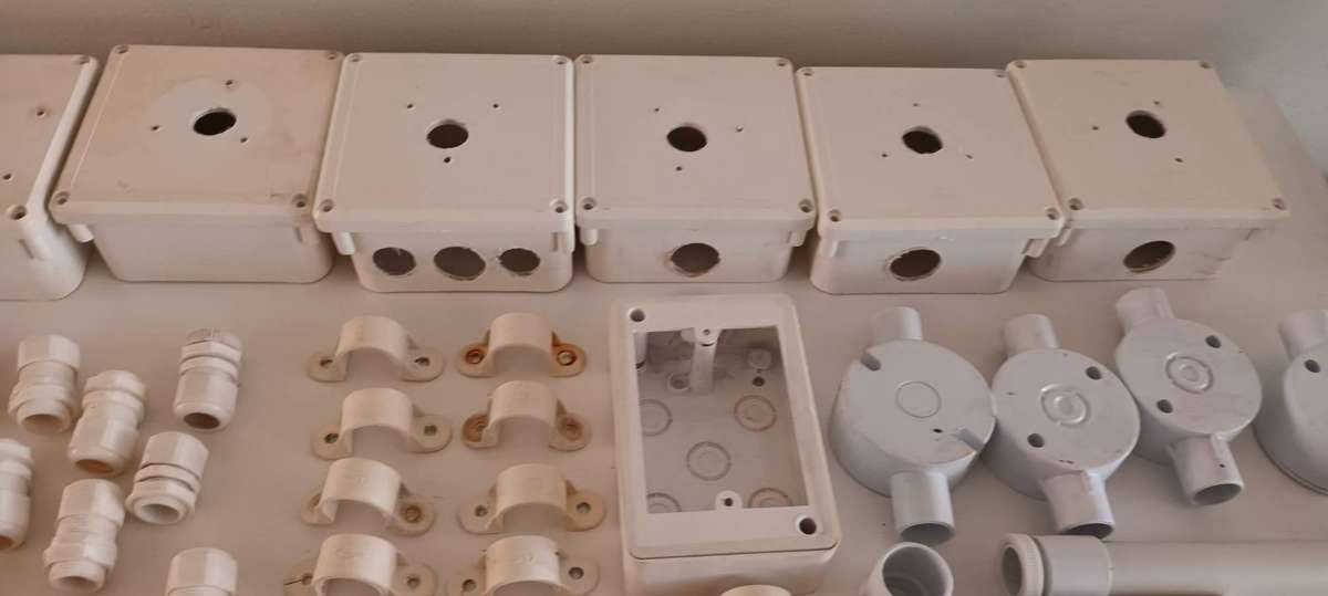 PVC Electric Junction Boxes, Brackets & Joiners.