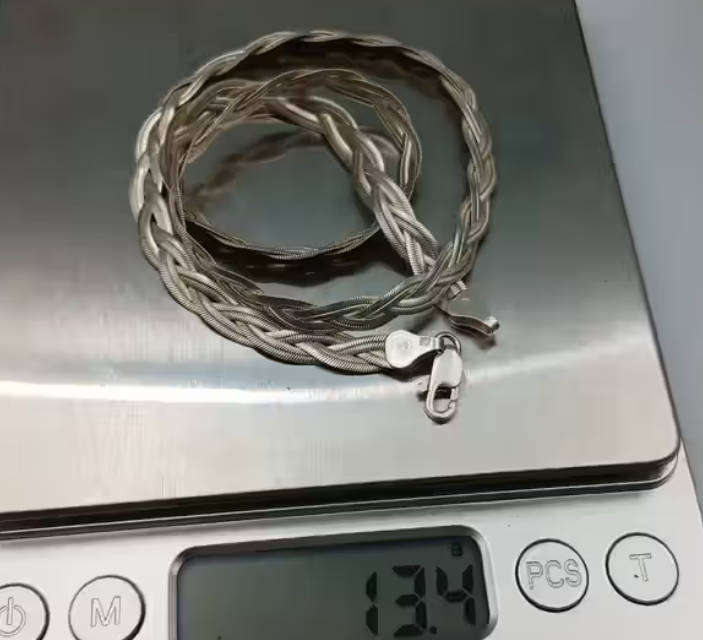 Stunning Sterling Silver Italy Braided Chain.