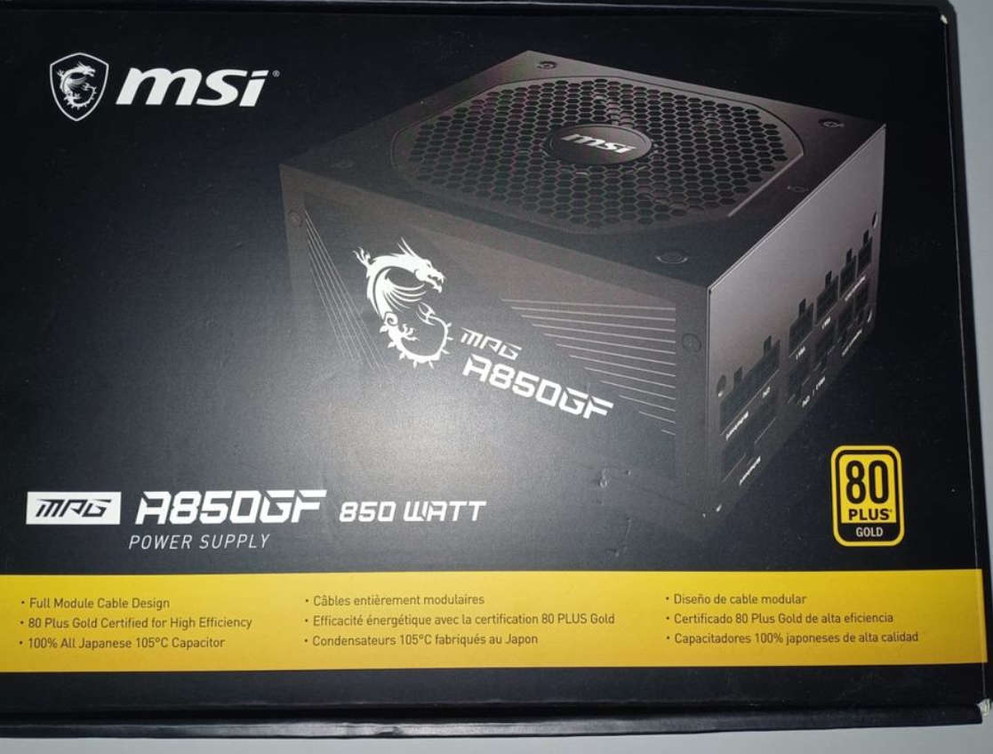 MSI MPG A850GF 850W 80 Plus Gold Fully Modular Black Desktop Power Supply.