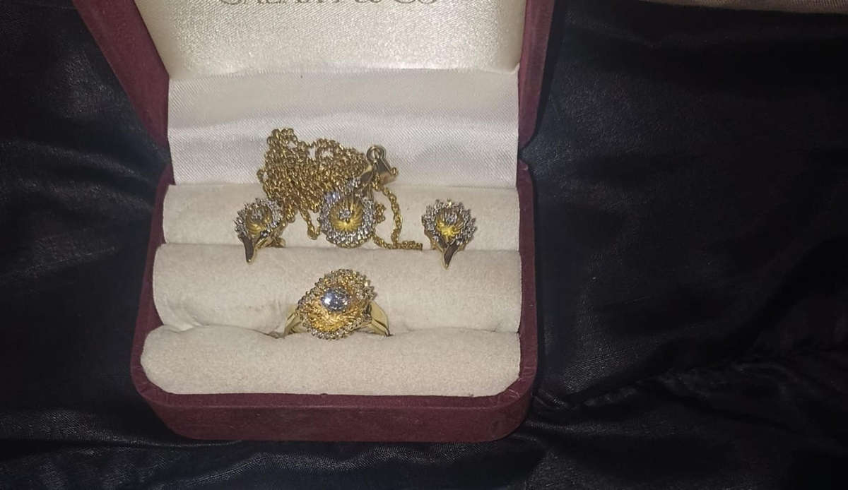 18 carat Angel diamond ring with 9 carat diamond earrings and pendant  rare to find as a set.