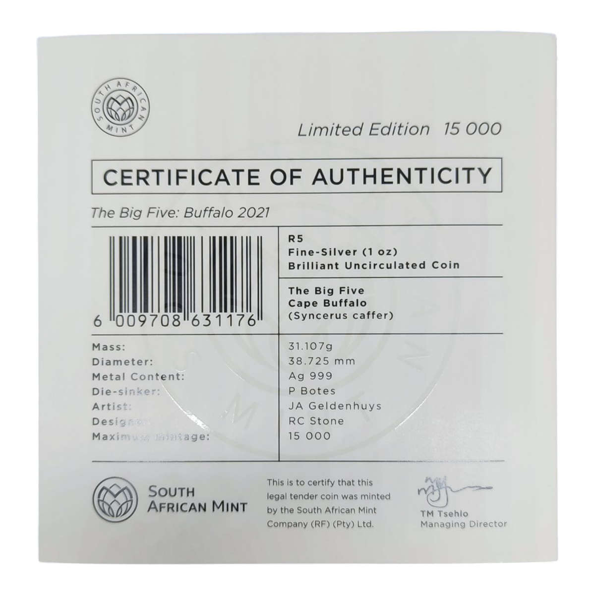 Big Five S1 Silver Brilliant Uncirculated Buffalo